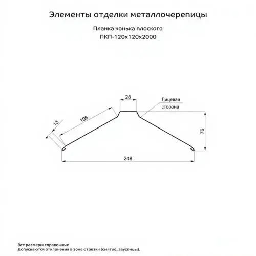 Планка конька плоского Планка конька плоского
